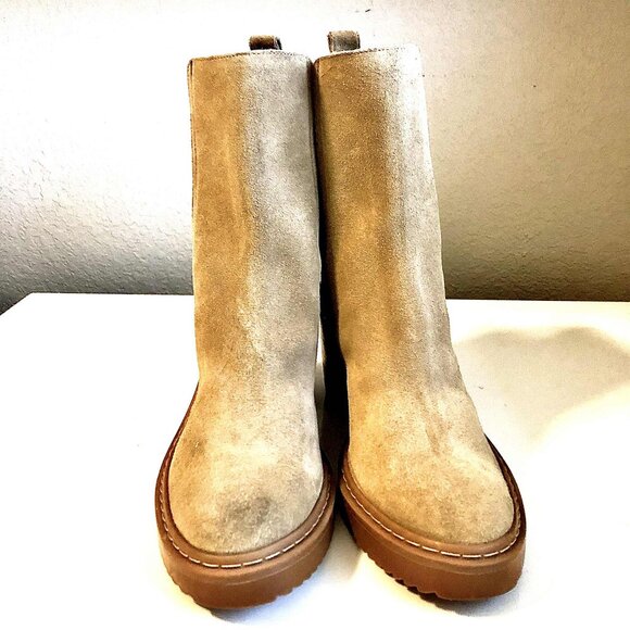 New LOUISE ET CIE Varsan Suede Platform Chelsea Boot Sandstorm 10 MSRP $180 - Picture 4 of 8